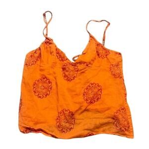 Victoria Secret's Floral Sleeveless Cami Tank Top Summer Boho Orange Women's M
